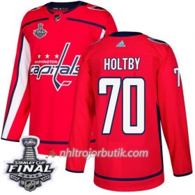 Män Ishockey Washington Capitals Tröja Braden Holtby 70 2018 Stanley Cup Final Patch Adidas Röd Authentic